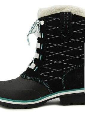 Ariat Black Winter Lace-Up Boot with Teal Accents